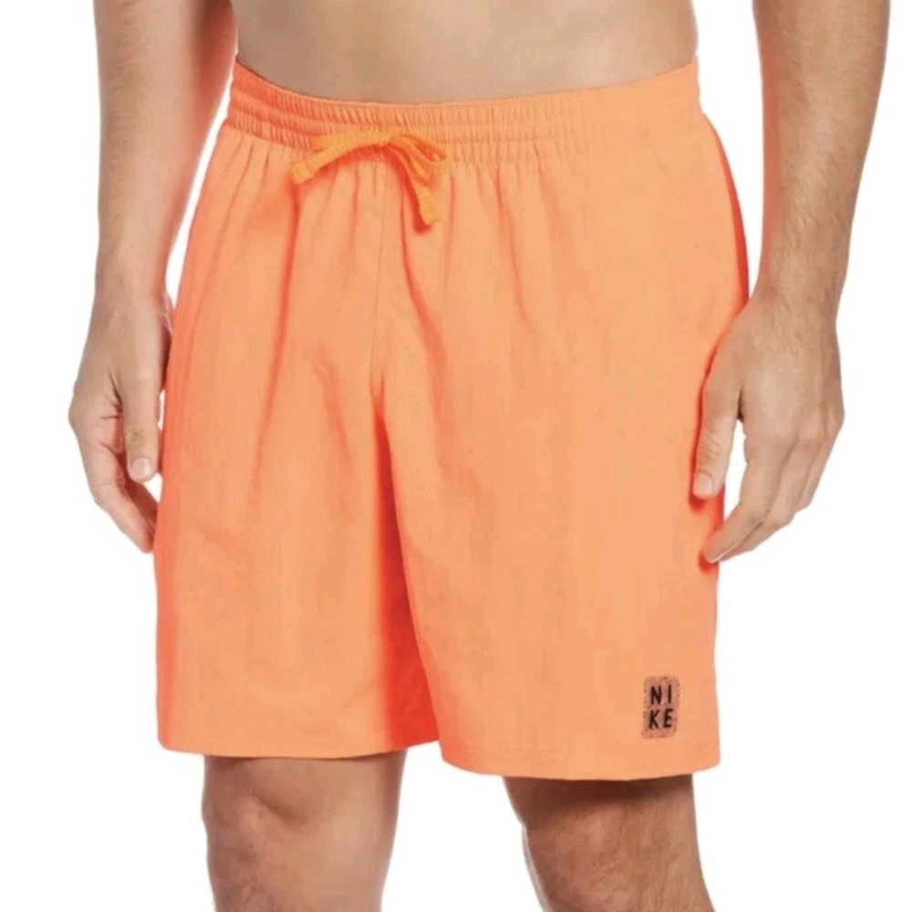 Nike Swim Shorts Trunks Men Medium Orange Beach Vacation Lightweight Icon Volley